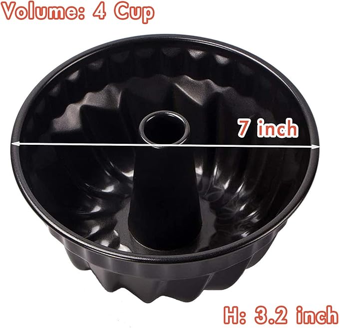 Webake 7 Inch Fluted Tube Pan Non-stick, Heavy Duty Carbon Steel Kugelhopf Cake Baking Mold for 6QT 8QT Insta Pot