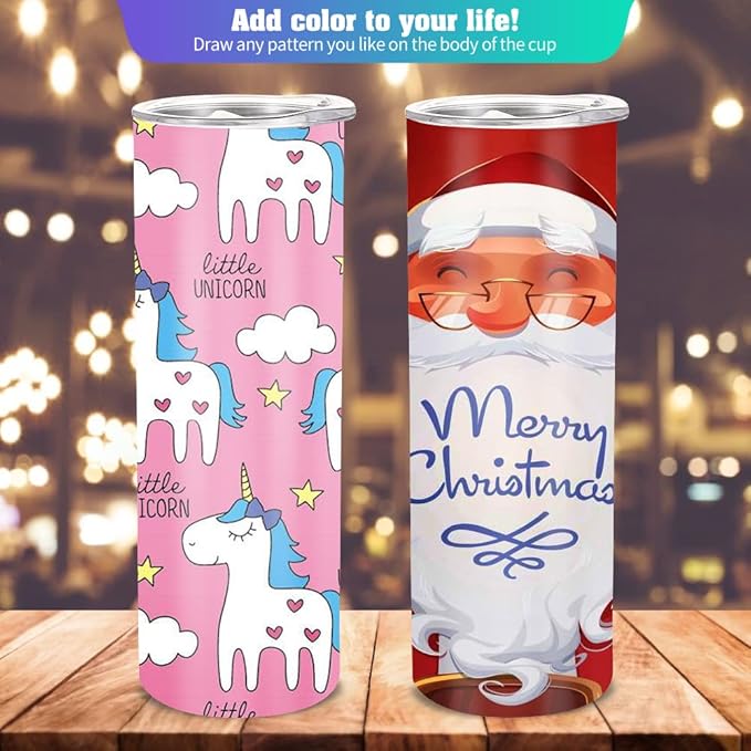 YOUKE OLA 10 Pack Sublimation Tumblers Bulk 30oz - Blanks Straight Skinny Tumbler White Stainless Steel Insulated Sublimation Tumblers Polymer Coating for Heat Transfer with Straws, Lids