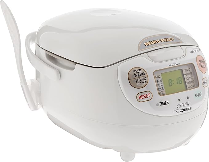Zojirushi NS-ZCC10 Neuro Fuzzy Cooker, 5.5-Cup uncooked rice / 1L, White & NP-GBC05XT Induction Heating System Rice Cooker and Warmer, 0.54 L, Stainless Dark Brown