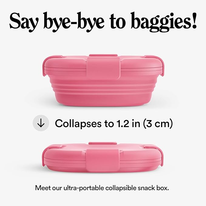 STOJO Collapsible Sandwich Box – 24oz, Reusable Food Storage Container, Silicone Bowl for Hot/Cold Food – Meal Prep, Lunch, Camping, Hiking – Dishwasher Safe (Set of 1, Peony)