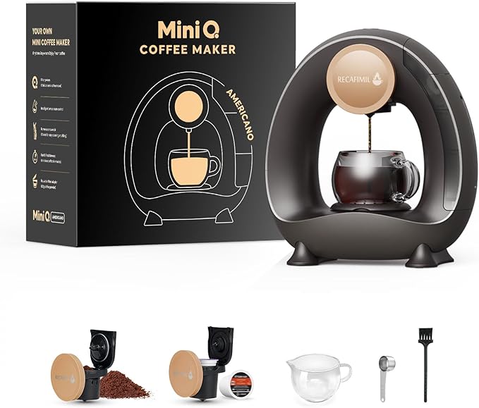 Single Serve Coffee Maker For K Cup Pod and Coffee Grounds /Tea, Fast Brew in 2 minutes, 2 IN 1 One Button Coffee Machine 4-8 Oz Brew Sizes, Stylish＆Compact For Home, Office, RV and Dorm, Black