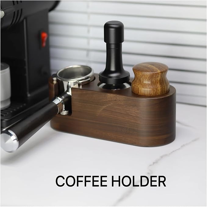 Walnut Wood Coffee Filter Holder, Espresso Tamper Mat Stand, Coffee Maker Support Base Rack, Barista Accessories(Orange)
