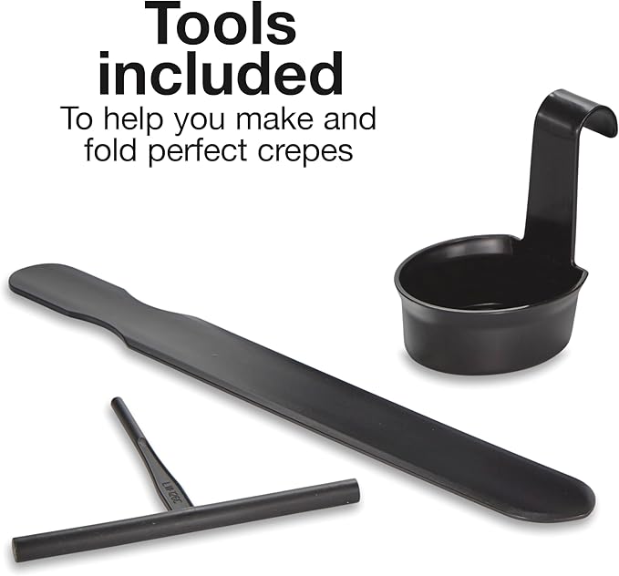 Proctor Silex Electric Crepe Maker with 13” PFAS-Free Nonstick Griddle for Eggs, Pancakes, Omelets and Quesadillas, with Temperature Control, Spatula, Spreader, Batter Cup, Stainless Steel (38400MN)