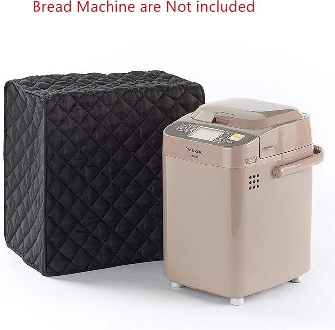 Bread Maker Cover 17x11x15 Inches, Clip Cotton Polyester Quilted Toaster Oven Dust Cover for Protect your Bread Machine or Kitchen Small Appliances, Hands or Machine Washable (Black)