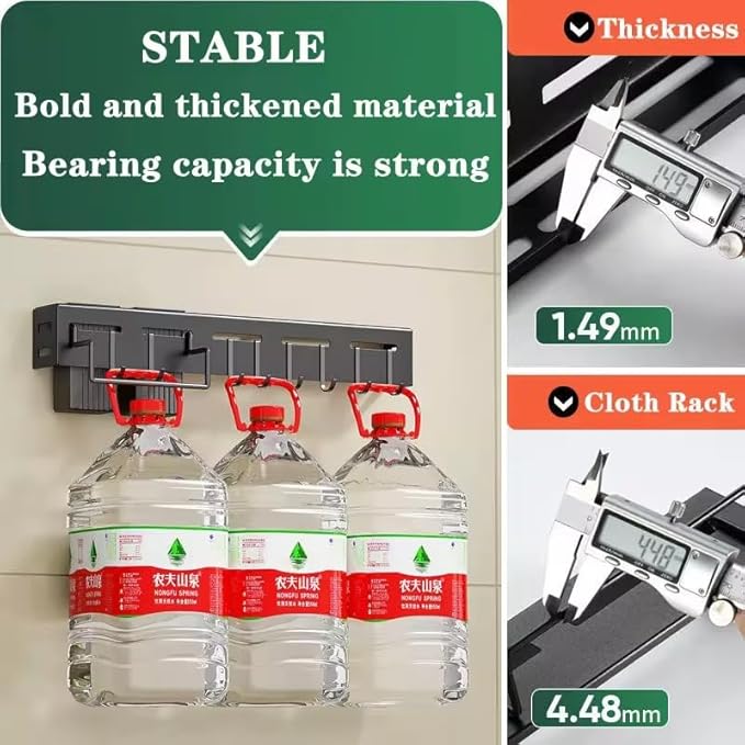 Wall-Mounted Kitchen Organizer - Knife & Utensil Holder with Hooks for Cooking Tools & Towels | Space-Saving Kitchen Storage Rack | Heavy-Duty, Easy Installation & Rust-Resistant.