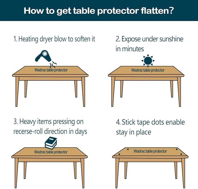 Clear Plastic Table Protector PVC Tablecloth Cover Vinyl Table Cloths Easy Clean Waterproof Wipeable Furniture Desktop Topper Pad for Dining Kitchen Conference Coffee Computer Desk Mat 40X72 inch