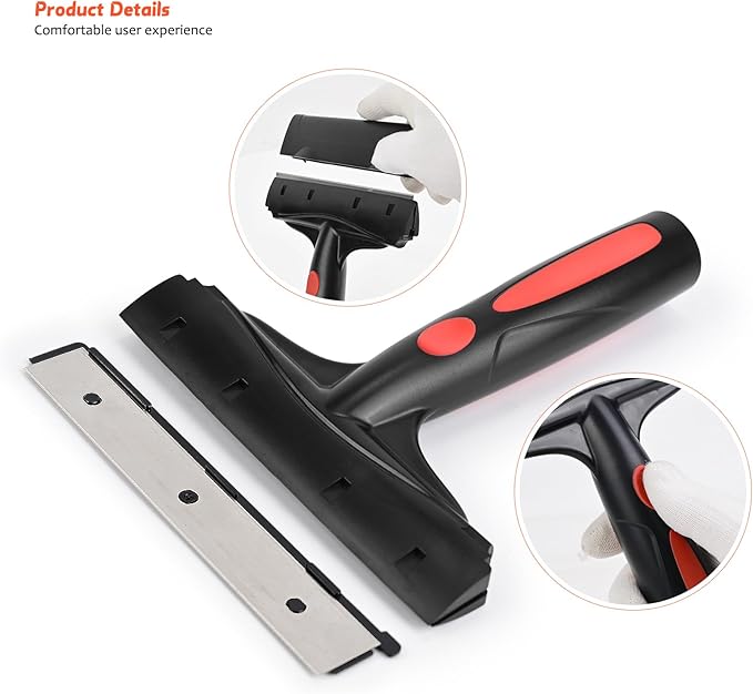 EHDIS Razor Blade Scraper, 6" Scraper Adhesive Remover Tool with 10 Double-Edge Blades for Cleaning Paint, Caulk, Adhesive, Label, Decal, Sticker from Window, Glass, Tile, Floor, Stove Top