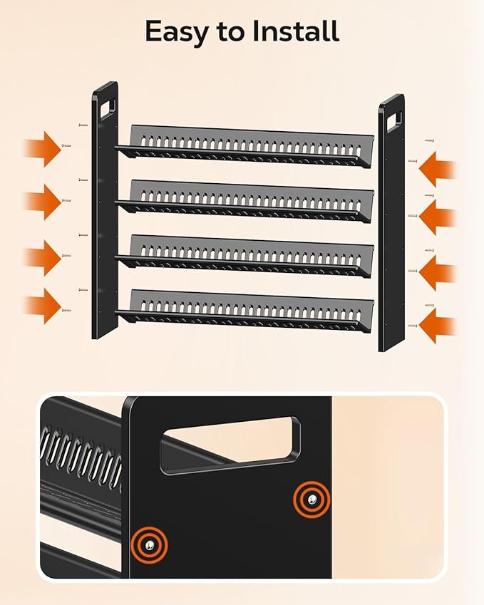 Nieifi Black Spice Rack Rustproof,without Seasoning Jars,4-Tier ABS Plastic Spice Rack Organizer for Countertop and Cabinet,Thickened Corrosion-Resistant-Tiered Spice Rack Kitchen Accessories