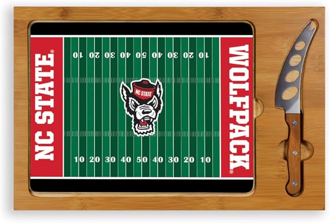 PICNIC TIME NCAA Icon Glass Top Cutting Board & Knife Set, Cheese Boards Charcuterie Boards, Serving Platter, (Parawood & Bamboo)