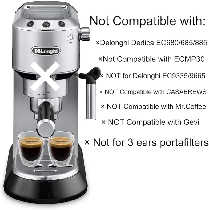 51mm Bottomless Portafilter 2 Ears for Delonghi ECP3420/BCO430/EC260 | Stainless Steel Filter Basket and ABS Handle