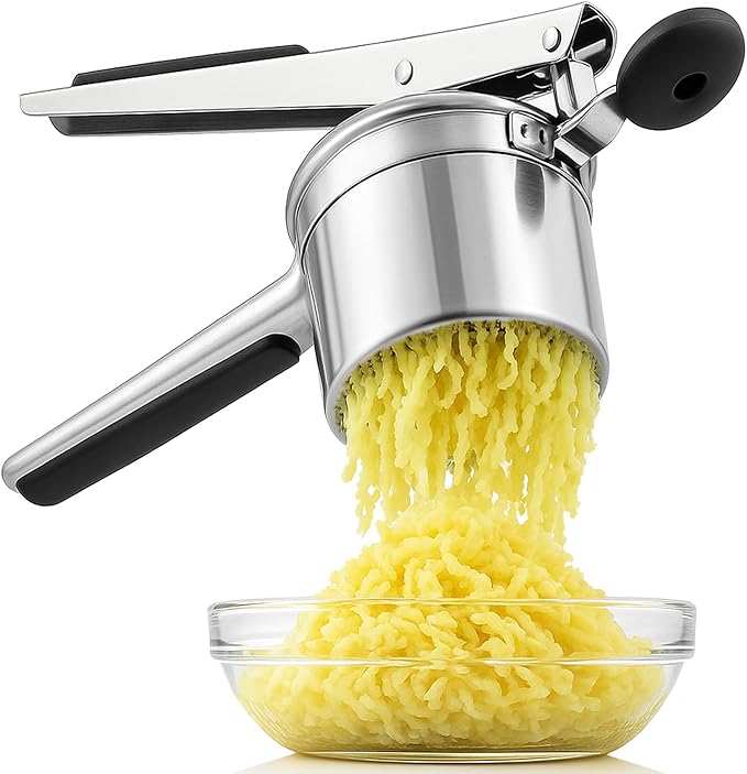 Large Potato Ricer, Heavy Duty Stainless Steel Potato Ricer and Masher, Press and Mash Kitchen Gadget for Potatoes and Vegetables