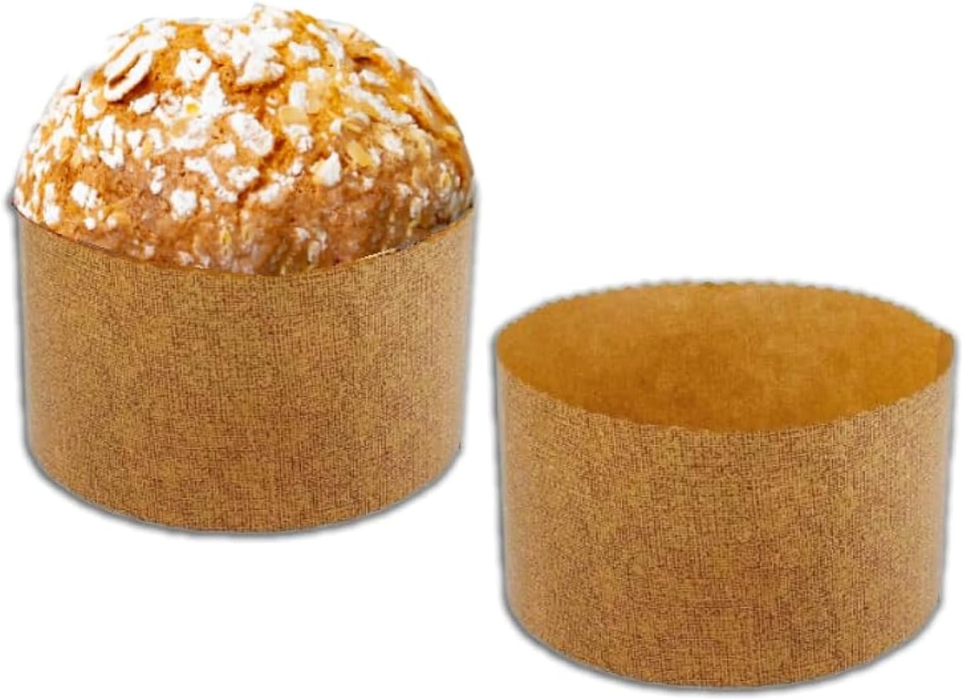 Pastry Chef's Boutique Thin Panettone Paper Pan Mold - Large 1 Kg - 6-5/8" x 4-5/16" - Pack of 6
