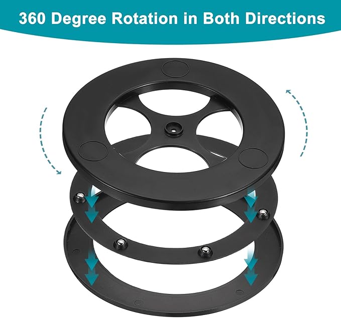 uxcell 4 Pcs Lazy Susan, 7 Inch Turntable Organizer 360 Degree Rotating Ball Bearing Turntable Organizer with Base for Kitchen Cabinet Pantry Organization and Storage, Black