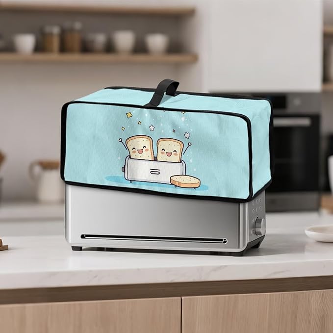 Cute Bread Man Toaster Cover 2 Slice, Machine Washable 2 Slice Slim Toaster Cover Protective Dust Covers for Kitchen Appliances, Heat-Resistant Furniture Protectors