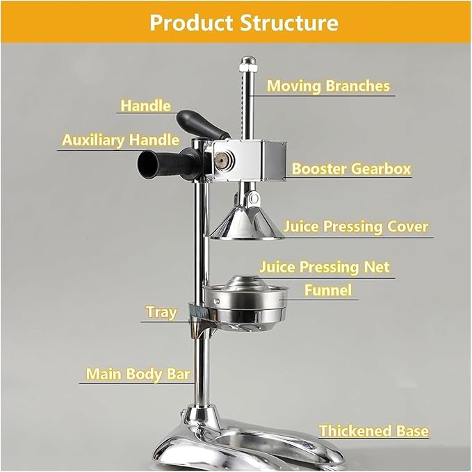 Heavy-Duty Professional Citrus Juicer, Kitchen Juice Squeezer, Easy-to-Clean, Stainless Steel