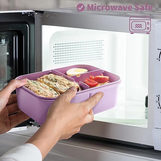 MISS BIG® Bento Box,Bento Box Adult,Lunch Box,Leak Proof Lunch Containers,No BPAs and No Chemical Dyes Bento Lunch Box,Dishwasher and Microwave Safe Lunch Containers for Adults(1900ml Purple)
