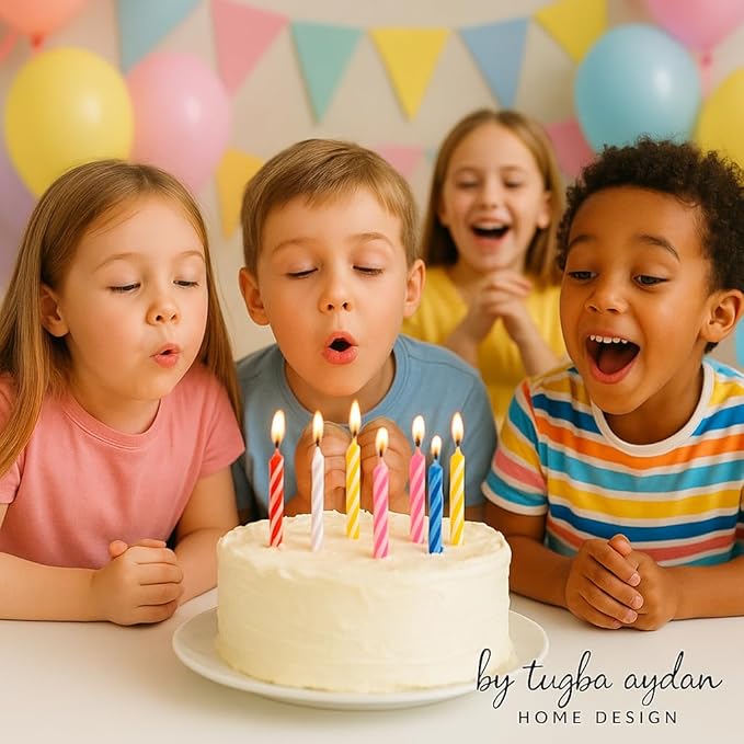 by Tugba Aydan - Birthday Candle - 72 Count Mix Color Birthday Candles for Cake, Cake Candle for Birthday, Party Small Candles