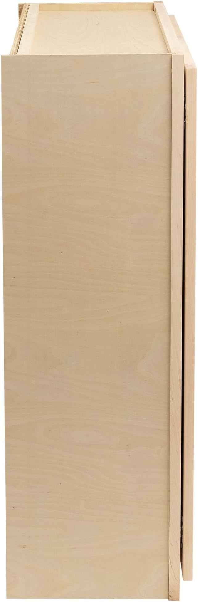 Quicklock RTA (Ready-to-Assemble) 42" Tall Wall Kitchen Cabinets - Shaker Style | 100% Hardwood | Made in America | Soft Close Hardware (Raw Maple, 12" D x 30" W x 42" H)