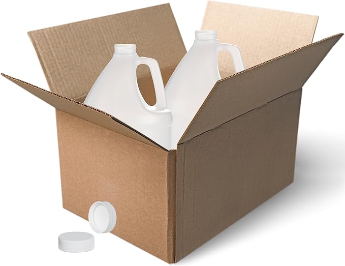 Rani Containers | 1 Gallon HDPE Plastic Jug with Reshipper Box & Child-Resistant Caps | Home & Commercial Use, Containers for Water, Sauces, Food, Soaps, Detergents, Liquids | Made in USA - Pack of 2