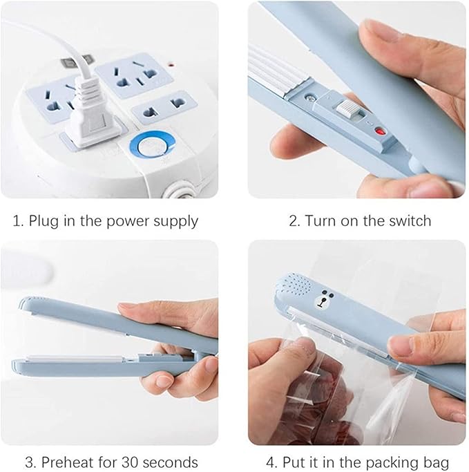 Mini Handheld Heat with Power Cable for Food Storage Vacuum Sealer Bag Chip Plastic Bags Vakum Machine (Pink，Purple)