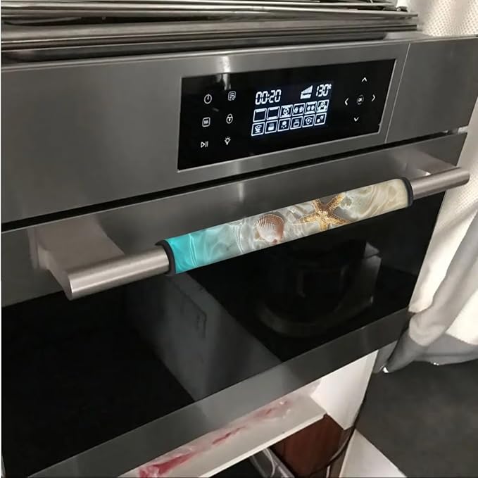 6 PCS Fridge Door Handle Covers Washable Kitchen Appliances Handles Protector for Oven Stove Anti-Slip Indoor Home Refrigerator Decorations, Starfish Sea Shell Beach Ocean