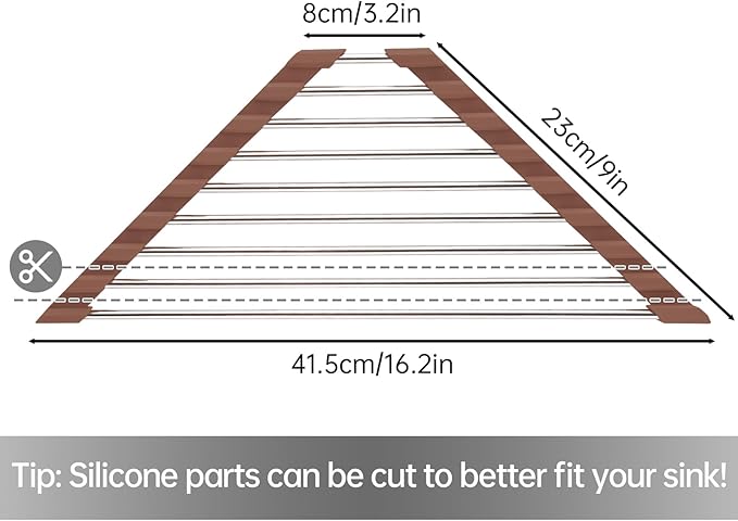 Tomorotec Triangle Roll-Up Dish Drying Rack for Sink Corner Small Foldable Stainless Steel Over The Sink Multipurpose Kitchen Drainer Caddy Trivet Rustproof Storage Shelf (Chocolate Brown)