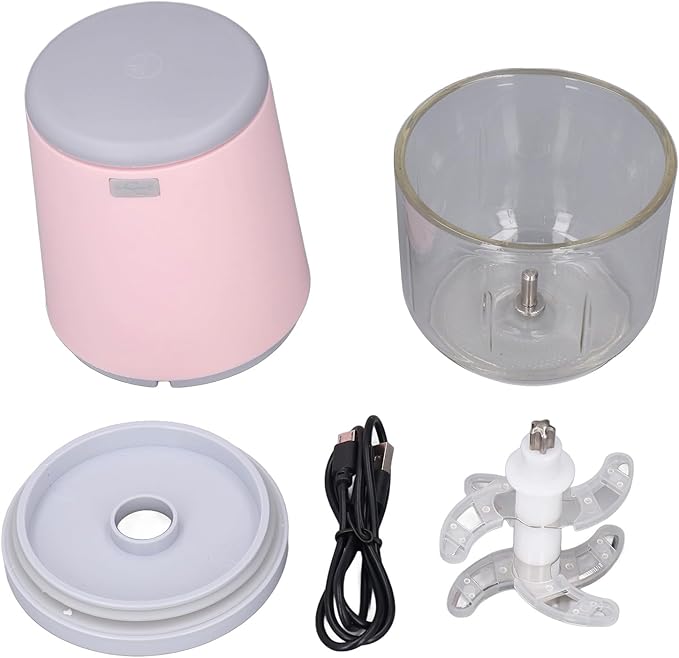 300ML Mini Meat Grinder Electric Mini Garlic Chopper USB Meat Grinder Food Processor Cordless Easily Chop Baby Food Maker Small Chopper for Vegetables Fruits Garlic (Roseate)