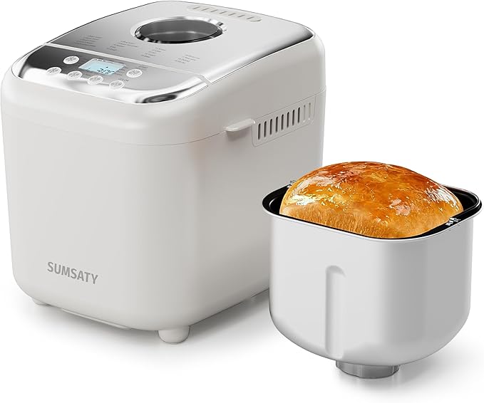 SUMSATY Bread Maker, 2.2LB 16-in-1 Bread Machine, Automatic Bread Maker Machine with Nonstick Pan & 15H Timer & 1H Keep Warm for Beginner, Breadmaker with Gluten-Free, French, Yogurt, Recipe