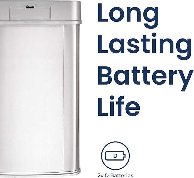 Ninestars 13 Gallon Automatic Trash Can, 50L Touchless Motion Sensor Garbage Can with Odor-Sealing Lid, Rectangular Stainless Steel, Silver Trim