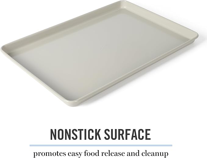 Martha Stewart Gallen 17 x 11 Inch Nonstick Carbon Steel Cookie Sheet – Cool Grey, Durable Bakeware for Even Baking and Easy Cleanup