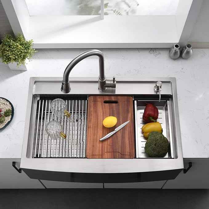 33 Inch Farmhouse Sink Splash Guard Workstation S - VOKIM 33x22 Inch Apron Front Kitchen Sink Stainless Steel 16 Gauge Single Bowl Gunmetal stainless Farm Sink