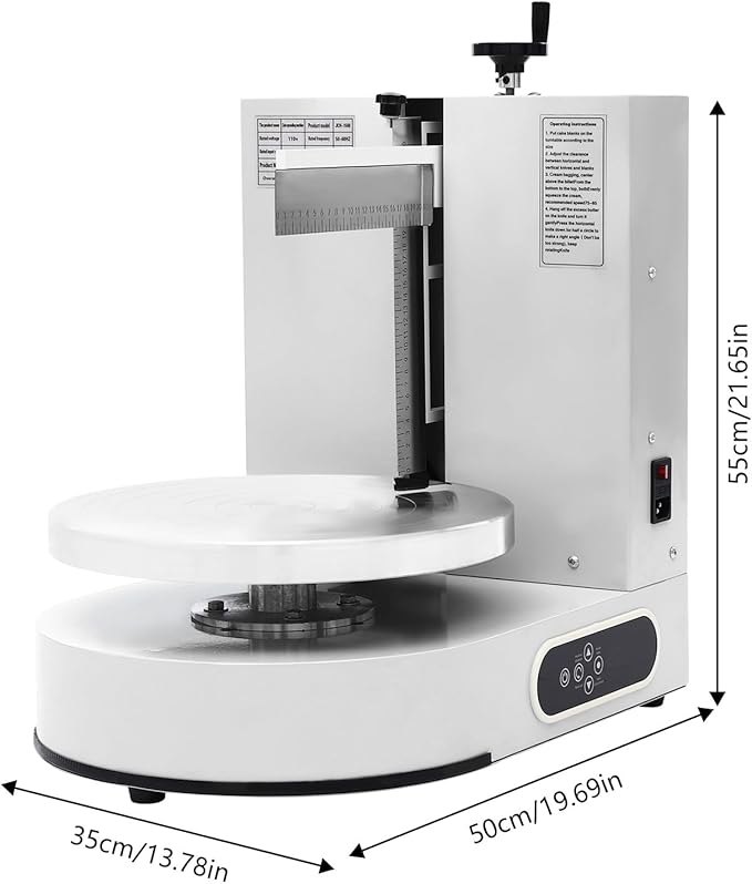 200W Electric Cake Decorating Machine, 110V Cake Spreading Machine Automatic Cake Coating Machine Speed: 30-200RPM for Cake Diameter: 4-12in (White)