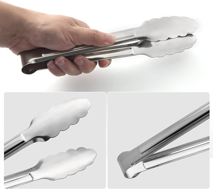 Stainless Steel Food Tongs - Serving Tong Set of 6 (9 Inch)