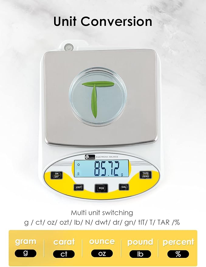 CGOLDENWALL Precision Lab Scale 5000gX0.01g Analytical Electronic Balance Digital Laboratory Scale Precision Jewelry Scales Kitchen Weighing Electronic Scales 0.01g Calibrated 110V (5000g, 0.01g)