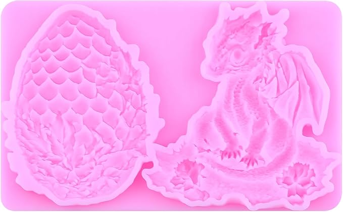 Dragon Fondant Molds Dragon Egg Silicone Candy Mold For Cake Decoration Cupcake Topper Candy Polymer Clay Gum Paste Set Of 2