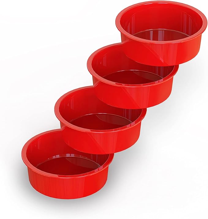 SILIVO 6 inch Cake Pans (4 Pack) - Nonstick Silicone Smash Cake Pans for Layer Cake,Smash Cake and Cheese Cake