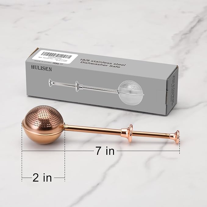 HULISEN Flour Duster for Baking, One-Handed Operation, 304 Stainless Steel Powdered Sugar Shaker Duster, Pick Up and Dust Flour Sifter, Gift Package, Brown