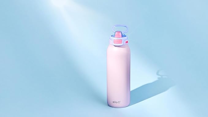 Ello Pop & Fill 22oz Stainless Steel Water Bottle with Quick Fill Technology, Double Walled and Vacuum Insulated Metal, Leak Proof Locking Lid, Sip and Chug, Reusable, BPA Free, Heavenly Hues