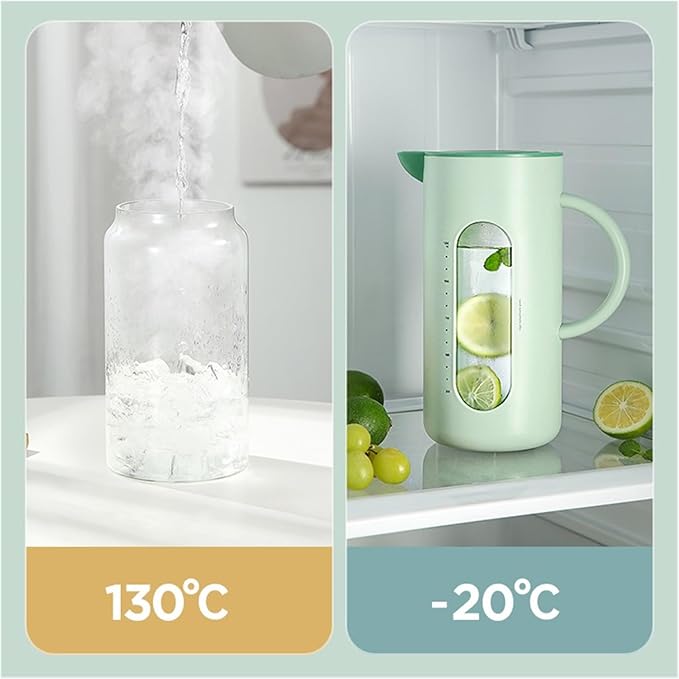 Cold kettle Cold kettle household high temperature resistant cold kettle set glass kettle cold bubble pot Water Pitcher Set for Hot/Cold Water(Yellow)