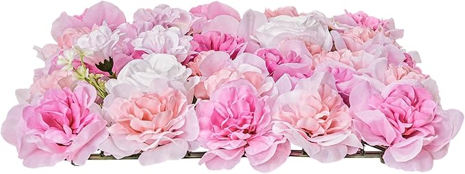 VEVOR 3D Flower Wall Panel, Artificial Floral Wall Background Mesh Backing Mat,Seamless Design&Easy Installation for Wedding Valentines Day Home Baby Party Backdrop Decor,Pink