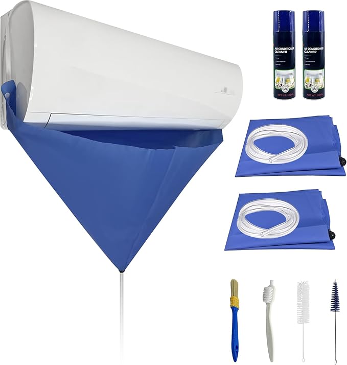 Mini Split Cleaning Kit for Air Conditioner,2 Bottles of air Conditioner Cleaner,2 Air Conditione Waterproof Bag, 4 Wall Mounted Air Conditioner Cleaning Tools etc.