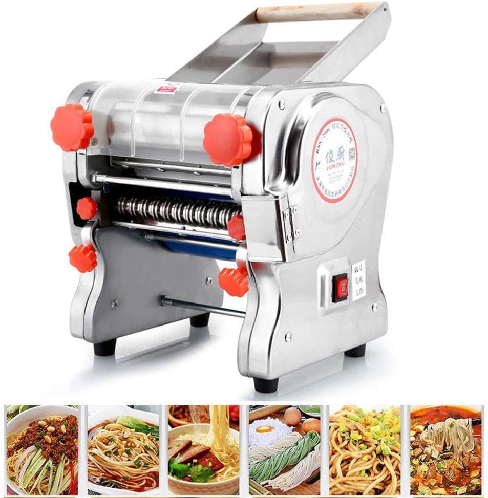 Hengwei 750W 110V Stainless Steel Commercial Electric Noodle Making Pasta Maker Dough Roller Noodle Cutting Machine(Noodle Width 18CM,Knife Length 18CM,Noodle Width 1.5mm)