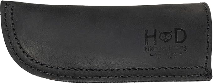 Hide & Drink, Hot Pan Handle Cover Handcrafted from Thick Full Grain Leather - Heat Resistant, Sturdy Grip for a Cast Iron Skillet, Frying Pan, Cookware - Simple, Durable (Charcoal Black)