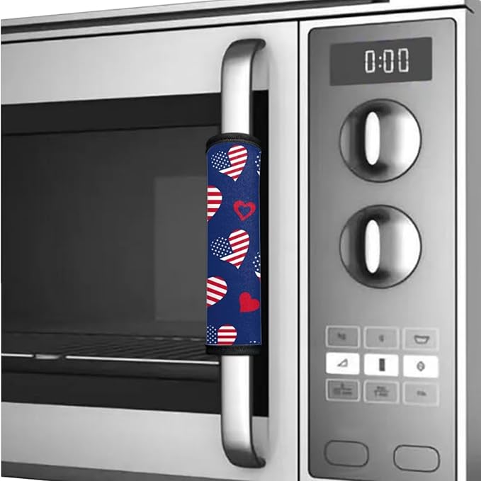 Refrigerator Door Handle Covers Set of 6 Kitchen Electrical Appliances Handle Protector 4th of July Fridge Microwave Oven Home Accessories, American Flag Heart-Shaped Blue
