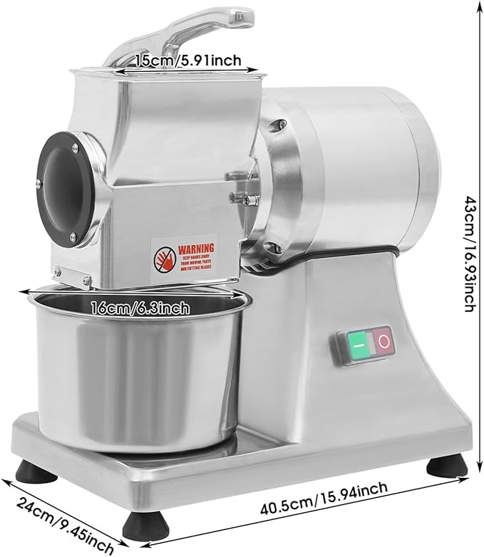 Electric Cheese Grater, 110V 550W Electric Cheese Grinder, Food Grinder for Chunk Butter and Breadcrumb Grinding, with Enlarged Feed and Discharge Ports