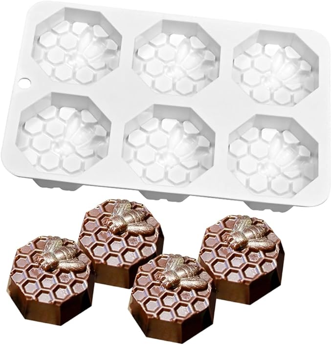 mostsom Honeycomb Molds Silicone Non-Stick Rabbit Cookie Mold Diy Rose Flower Chocolate Mould Used for Jelly, Candy,Biscuits (B_8.2x5.3x0.9 inch)