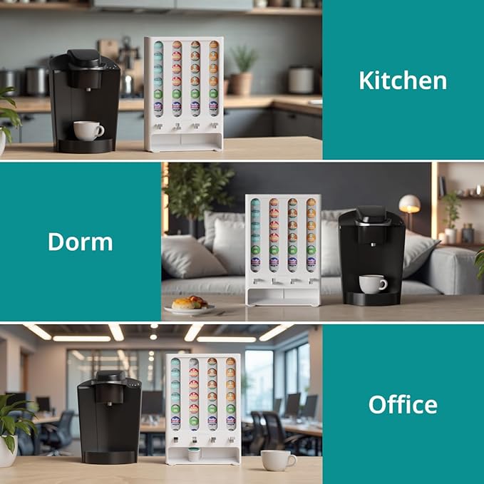 LifeMoreasy K Cup Holder Creative Coffee Pods Storage Stand Vending-Style K Pod Dispenser K Cup Organizer for 28 Pods
