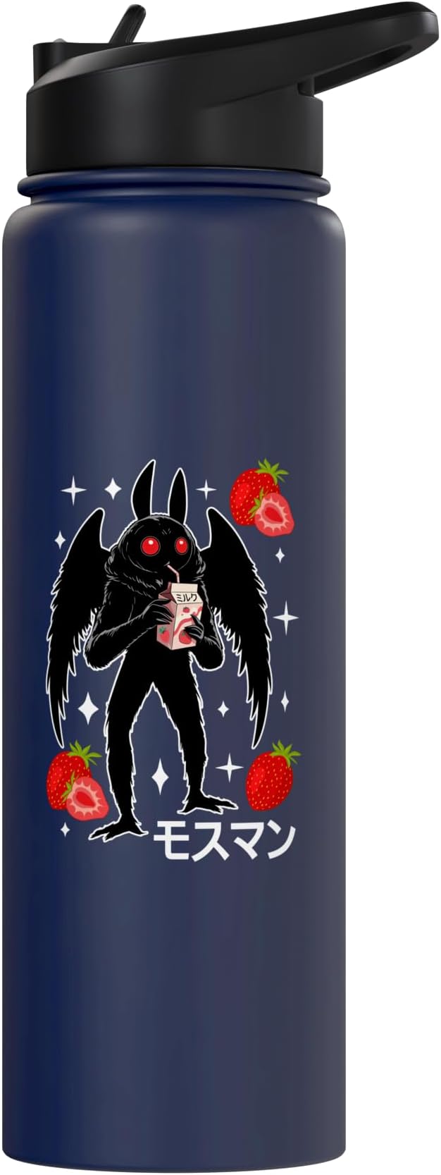 Mothman Kawaii Strawberry Milk Shake Carton Stainless Steel Insulated Water Bottle