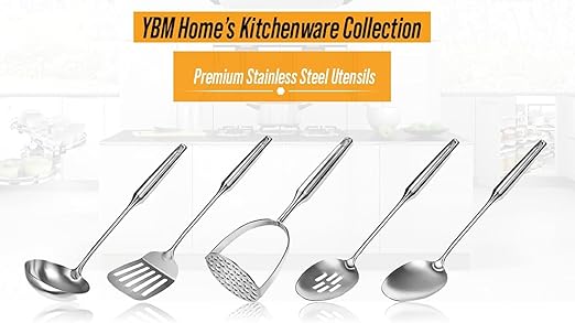 YBM Home Potato Masher and Vegetable Mashing Utensil Tool, Stainless Steel Hand Masher and Presser, Silver 2411-1