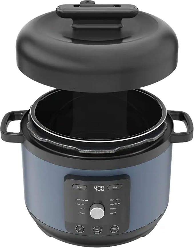 Hyper-Heat Pressure Cooker - 6.5 Quart Multi-Cooker with 9 Programmable Functions, 1200W Power, SimpliServe Pot for Family Meals, Electric Pressure Cooker for Fast and Healthy Cooking (Blue)